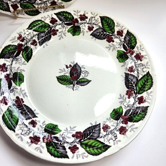 Woodbine Dinner Plates Lot of 2 10 5/8 in. Diameter J. Clementson Antiqu… - Picture 2 of 7
